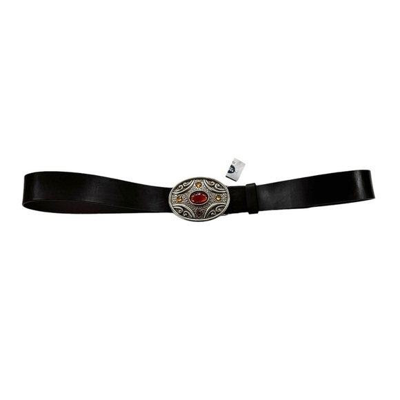 NWT Lane Bryant Plus Size Brown Leather Belt Silver Tone Gem Buckle Size 14/16 - Picture 5 of 11